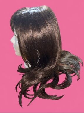 Dream USA Natural-Look Long Layered Women's Wig with Soft Side Bangs Dark Brown